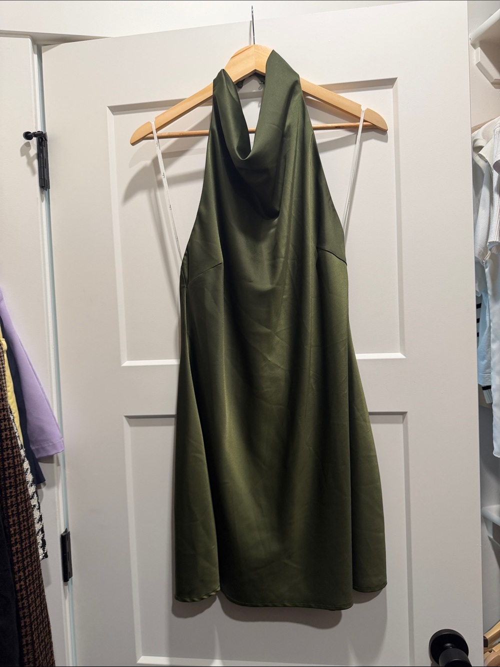 Lulu's Olive Green Halter Cowl Mini Dress
